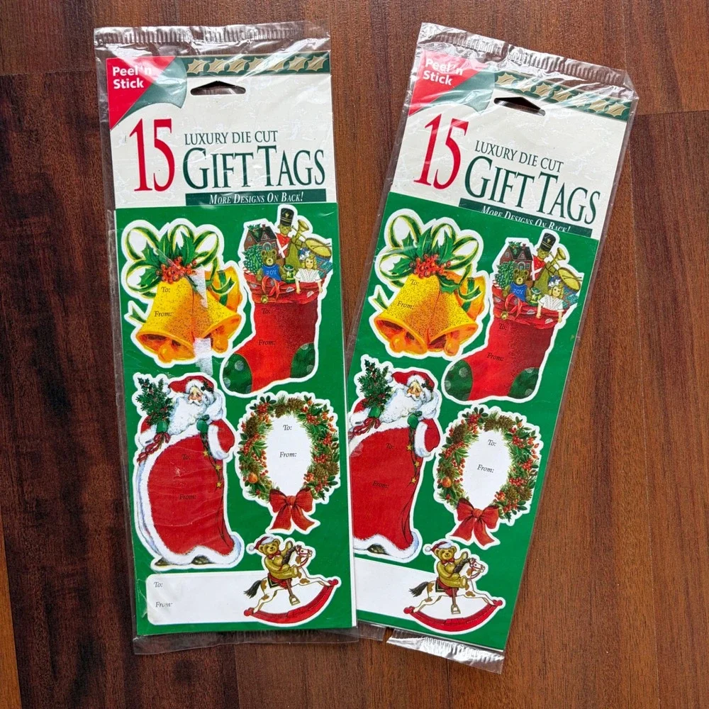 15 Luxury Die Cut Christmas Gift Tags Santa Bells Stocking Rocking Horse‎